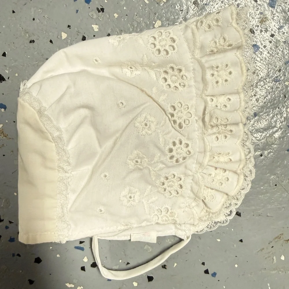 White Eyelet Baby Bonnet